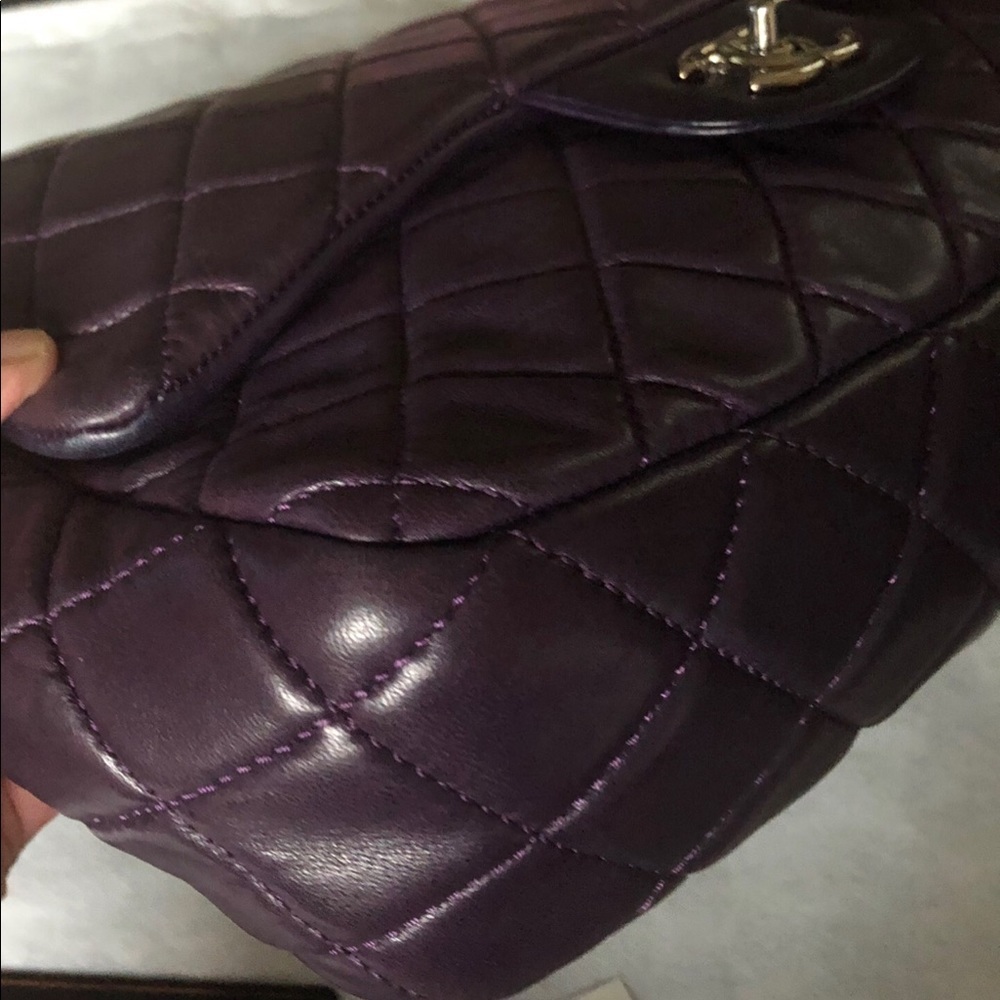 SOLD**Chanel Classic Jumbo Dark Purple Flap Bag - Picture 11 of 15